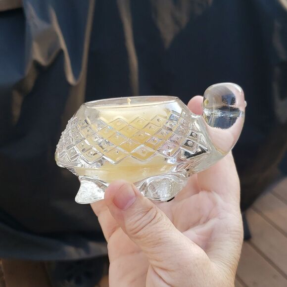 Vintage Avon Fostoria Crystal Turtle Candle - Picture 9 of 10